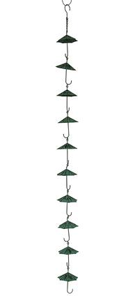 Front. Zeckos - Verdigris Finish Metal Umbrellas Rain Chain w/Attached Hanger 48 Inch - Teal.
