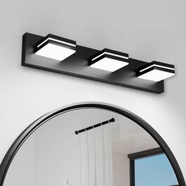 HOMLUX - 23.62 in. 3 Lights Black LED Vanity Light Bar Vanity Accent Lighting Fixtures and Metal Wall Sconces with Acrylic Shade