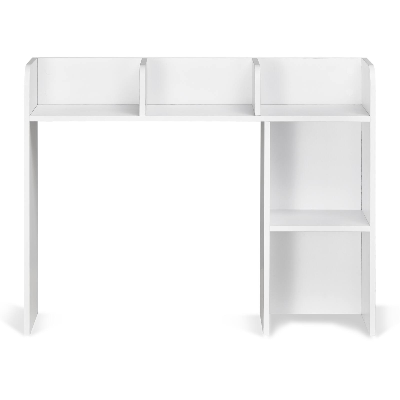 Alt View 5. VEVOR - Desktop Bookshelf, 2-Tier Desktop Storage Organizer, 37.2" x 9.5" x 28.9" Office Storage Rack Wood Display Shelf - White.