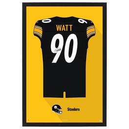 Sporticulture - T.J. Watt Pittsburgh Steelers Home Jersey Framed Art Print - Black