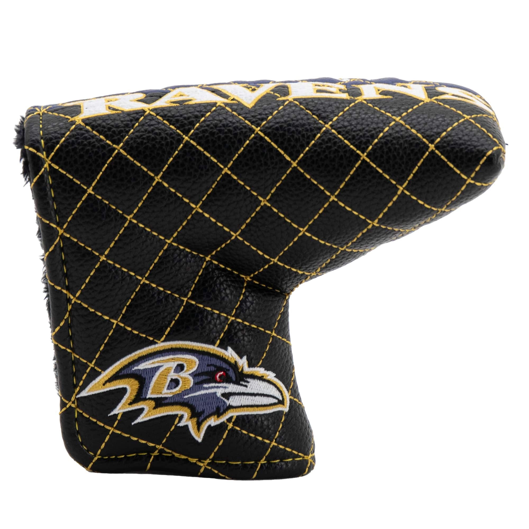 Front. Team Golf - Baltimore Ravens Quilted Blade Putter Cover - Multicolor.