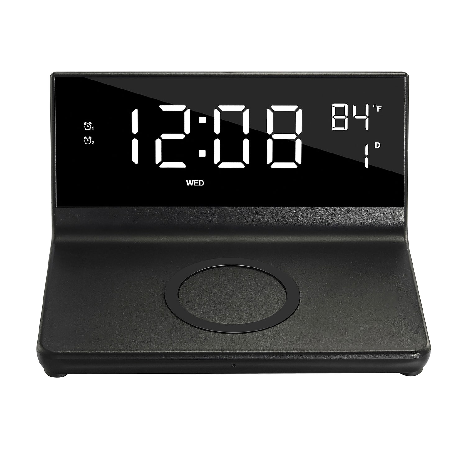 Supersonic - SC-6025QI Dual Alarm Clock with 2-in-1 Wireless Charging - Black