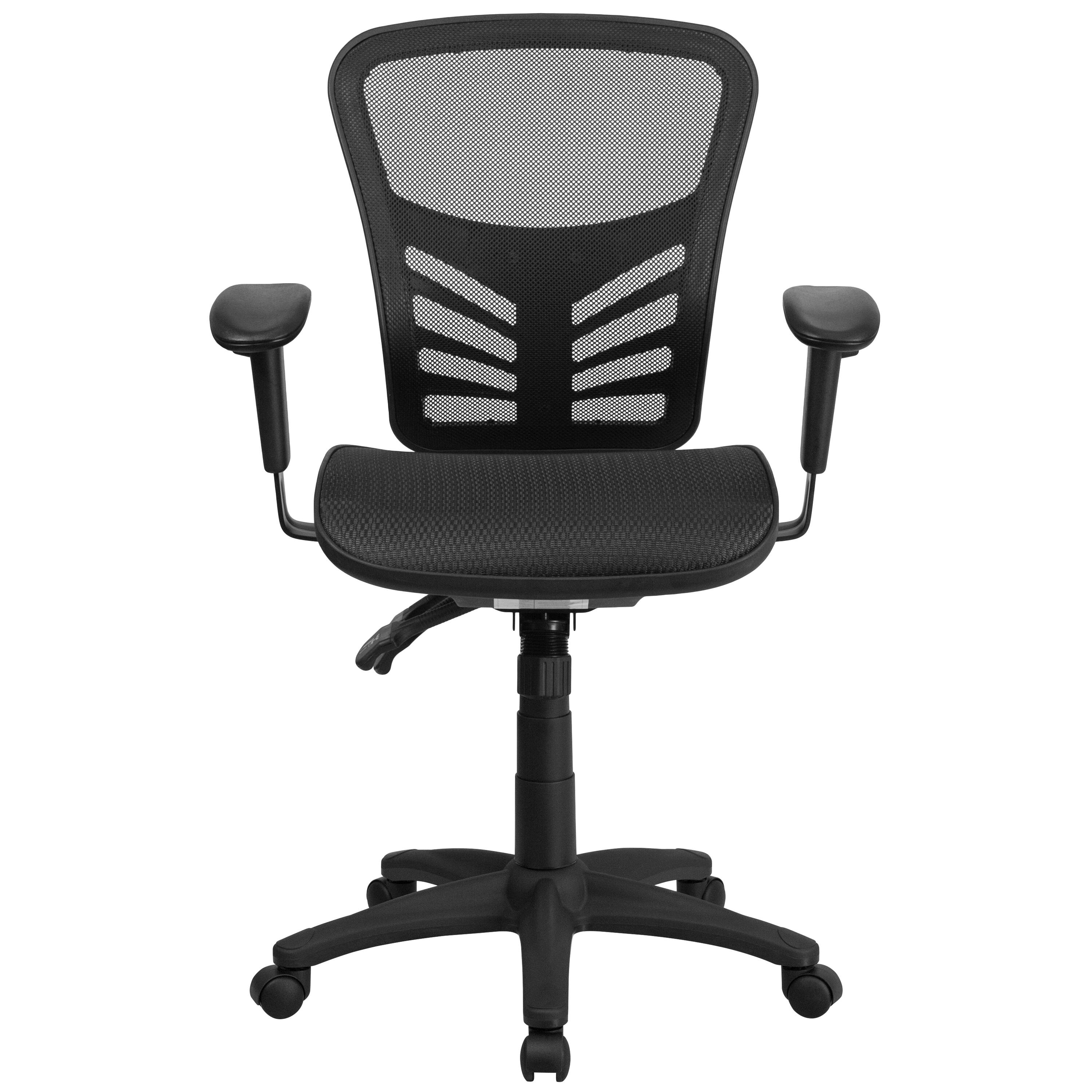 Alt View 7. Emma + Oliver - Mid-Back Transparent Mesh Multifunction Executive Swivel Ergonomic Office Chair with Adjustable Arms - Black.
