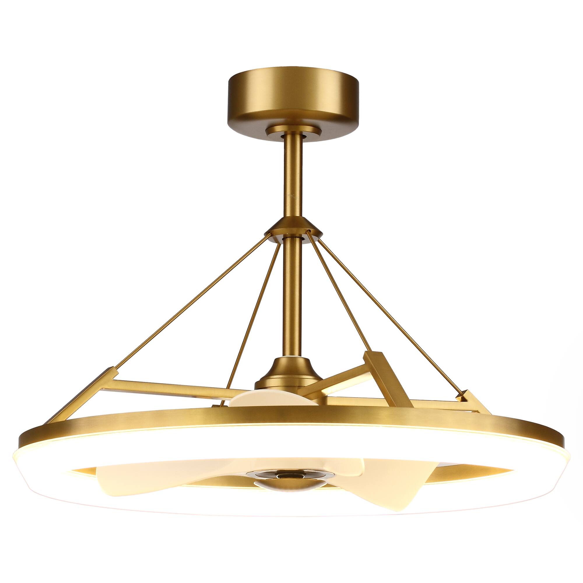 Alt View 5. Parrot Uncle - 30" Modern Gold  3CCT LED Fandelier Ceiling Fan with Light and Remote - Gold.