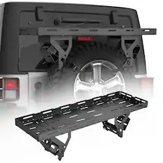 Front. VEVOR - Spare Tire Cargo Basket, for 30-40 Inch Tires, Fit for 1976-2024 Jeep Wrangler JK JL TJ YJ CJ, 80 lbs Load Capacity - Black.
