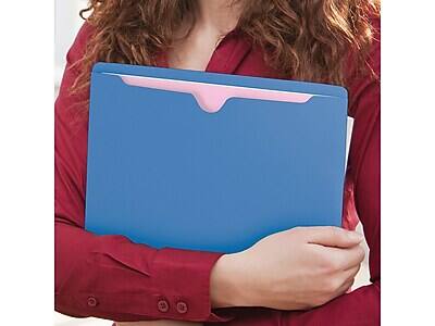 Alt View 5. Smead -  Paper Stock File Jackets, Reinforced Straight Cut Tab, Letter Size, Blue, 100/Box  - Blue.