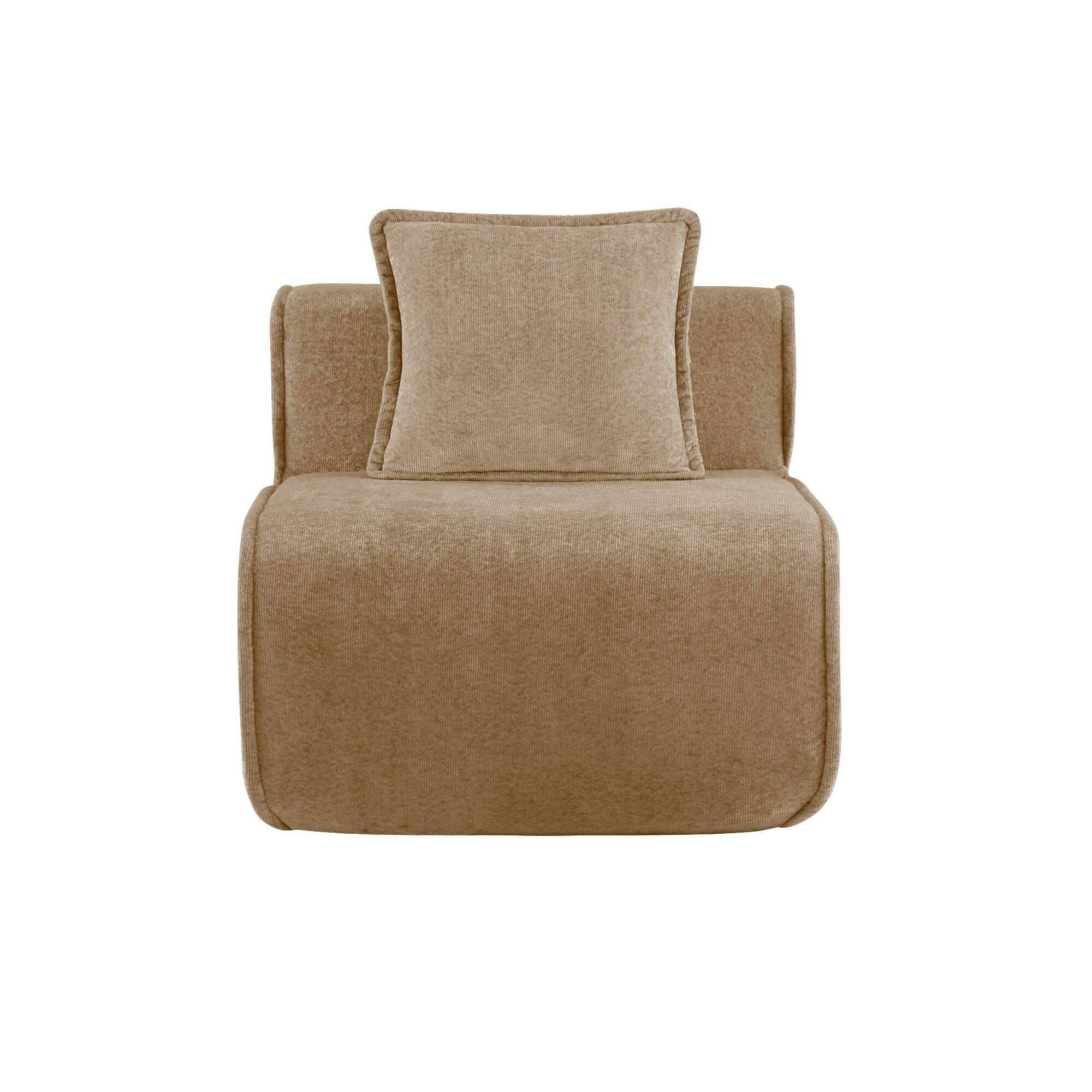 Front. Roomtec - Harrison Armless Sofa Velvet Brown - Brown.