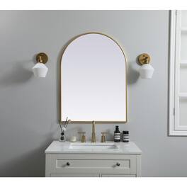 Elegant Decor - Metal Frame Arch Mirror 27x36 Inch - Brass