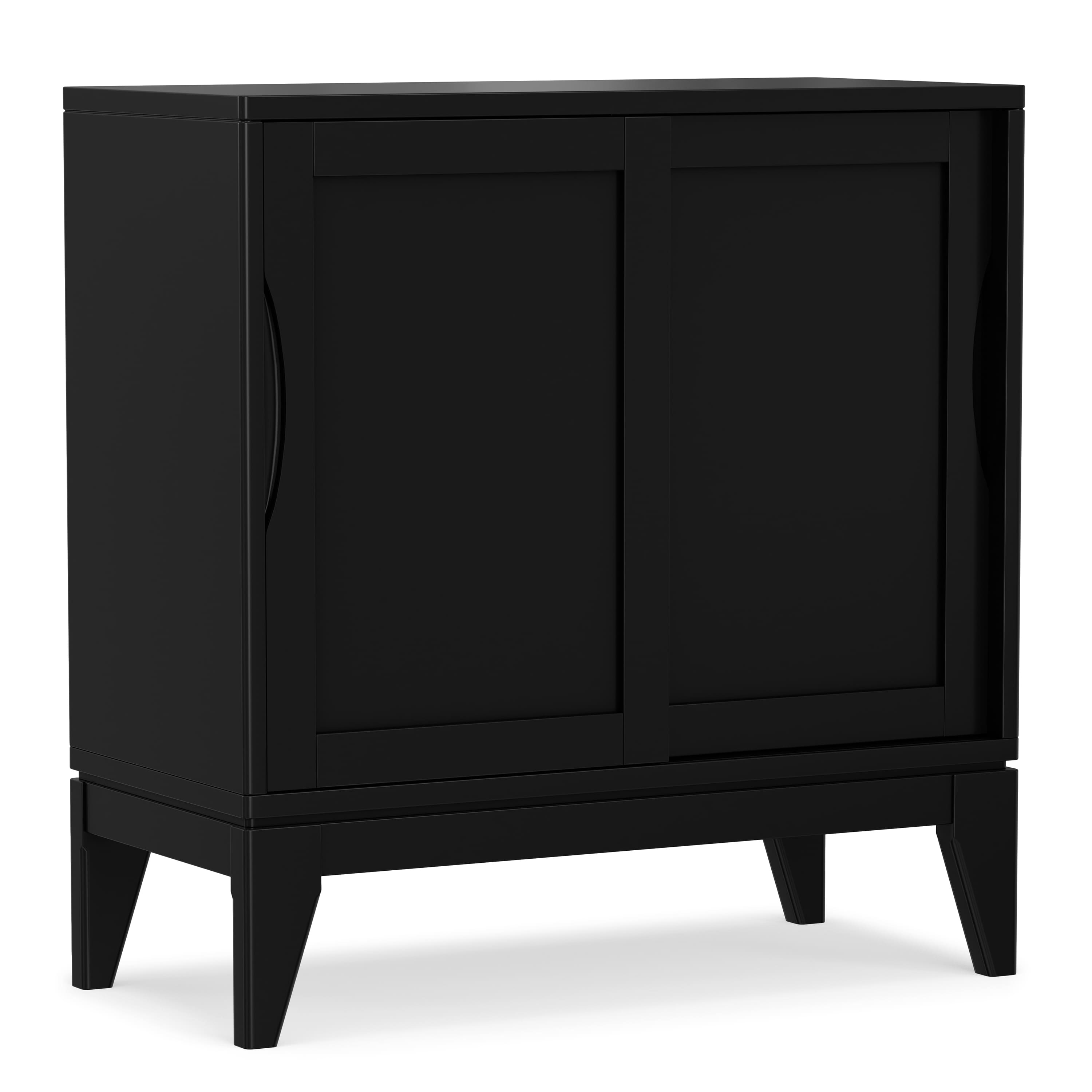 Photos - Display Cabinet / Bookcase Simpli Home  Harper 30 inch Wide Solid Hardwood Mid-Century Modern Low Storage Cabinet - Black AXCHRP-05-BL 