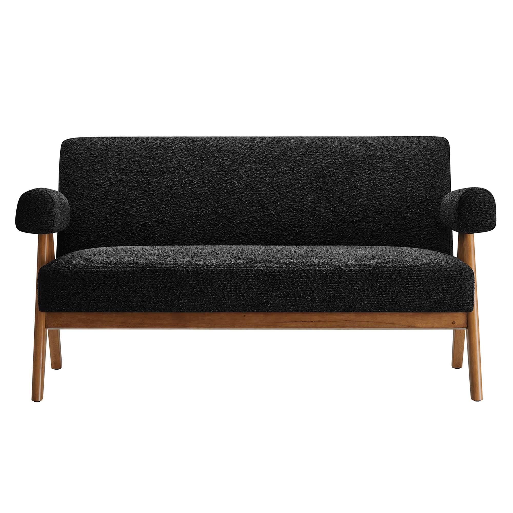 Alt View 4. Modway - Lyra Boucle Fabric Loveseat by Modway - Black.