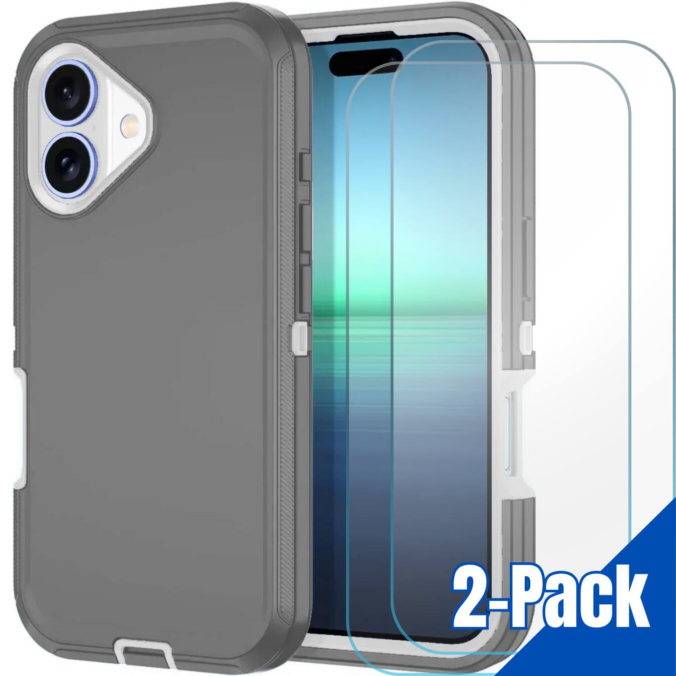 Entronix - iPhone 16 Plus Bundle - Heavy Duty Case with 2 Clear Screen Protectors - Gray price history on PriceWatchPro