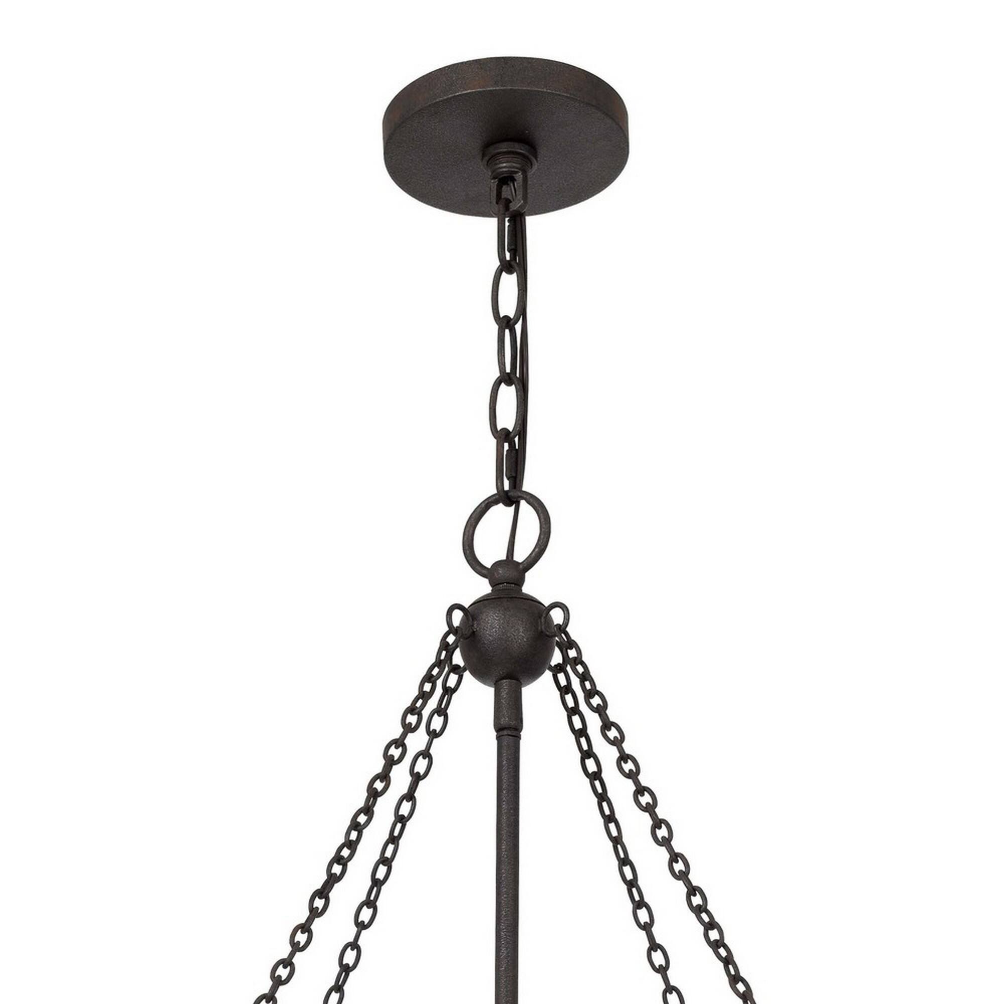 Angle. Manhattan Lane - Chandelier with Octagonal Cage Design Metal Frame and Wood Accents - Brown.