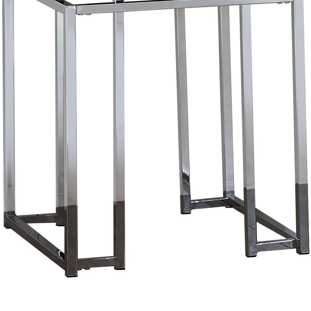 Alt View 3. Manhattan Lane - End Table with Rectangular Tabletop and Metal Legs - Silver and Brown.