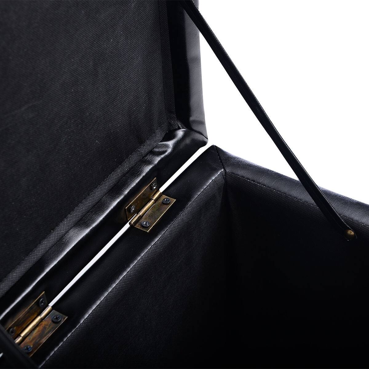 Alt View 5. WELLFOR - 16 Inch PU Leather Ottoman with Hinge Top for Storage - Black.