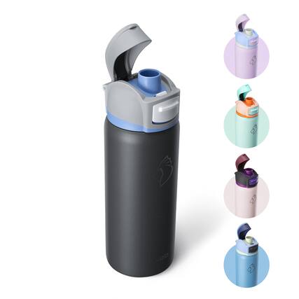 Front. Buzio - 32oz Insulated Water Bottle with Leakproof Pop & Chug Lid - Black.