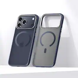 UUCOVER - Magnetic Case for Apple iPhone 17 Pro, Raised Edge Metal Lens Frame Protection, Shockproof Translucent Frosted Cover - Blue