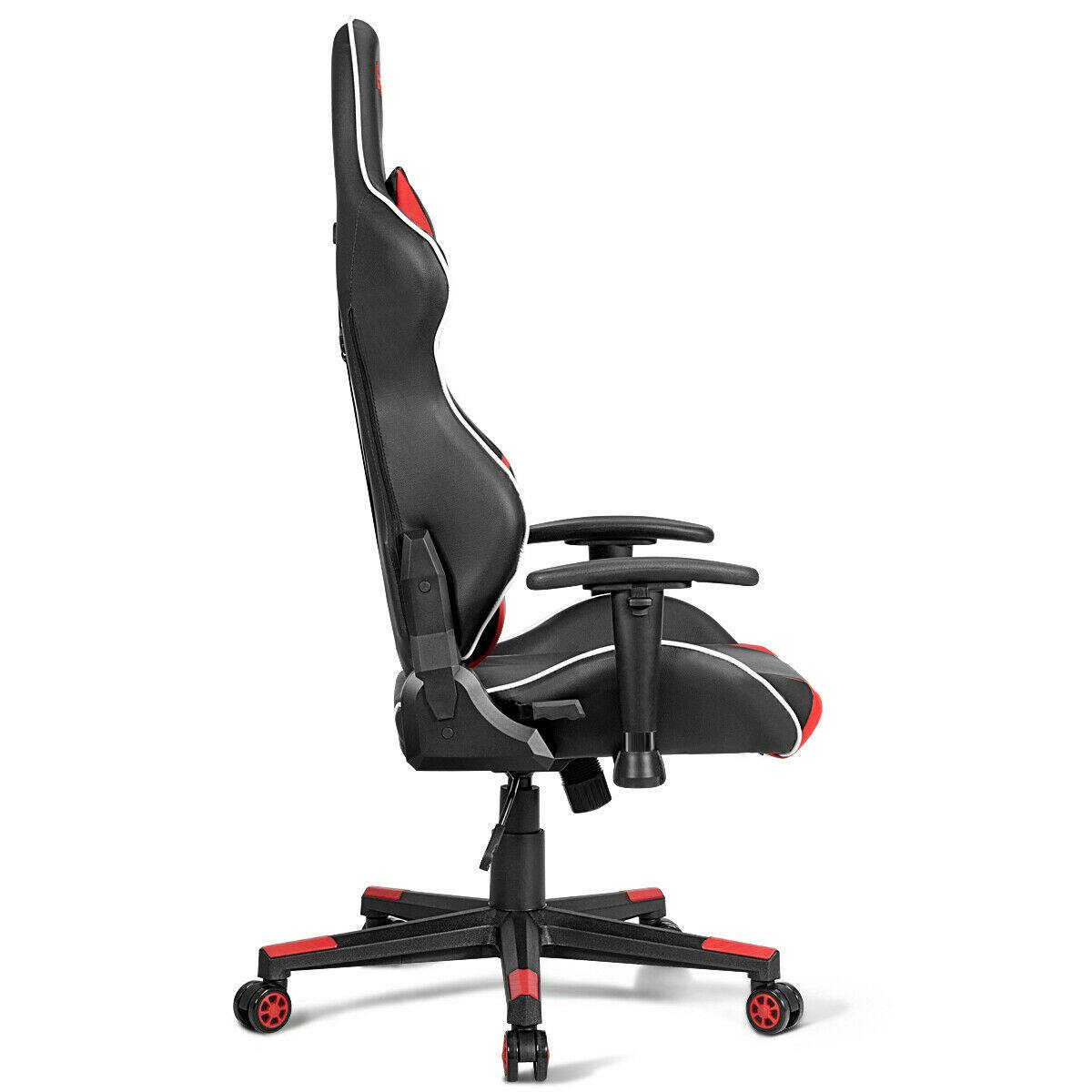 Left. WELLFOR - Lumbar Support Massage Gaming Reclining Racing Chair - Red.