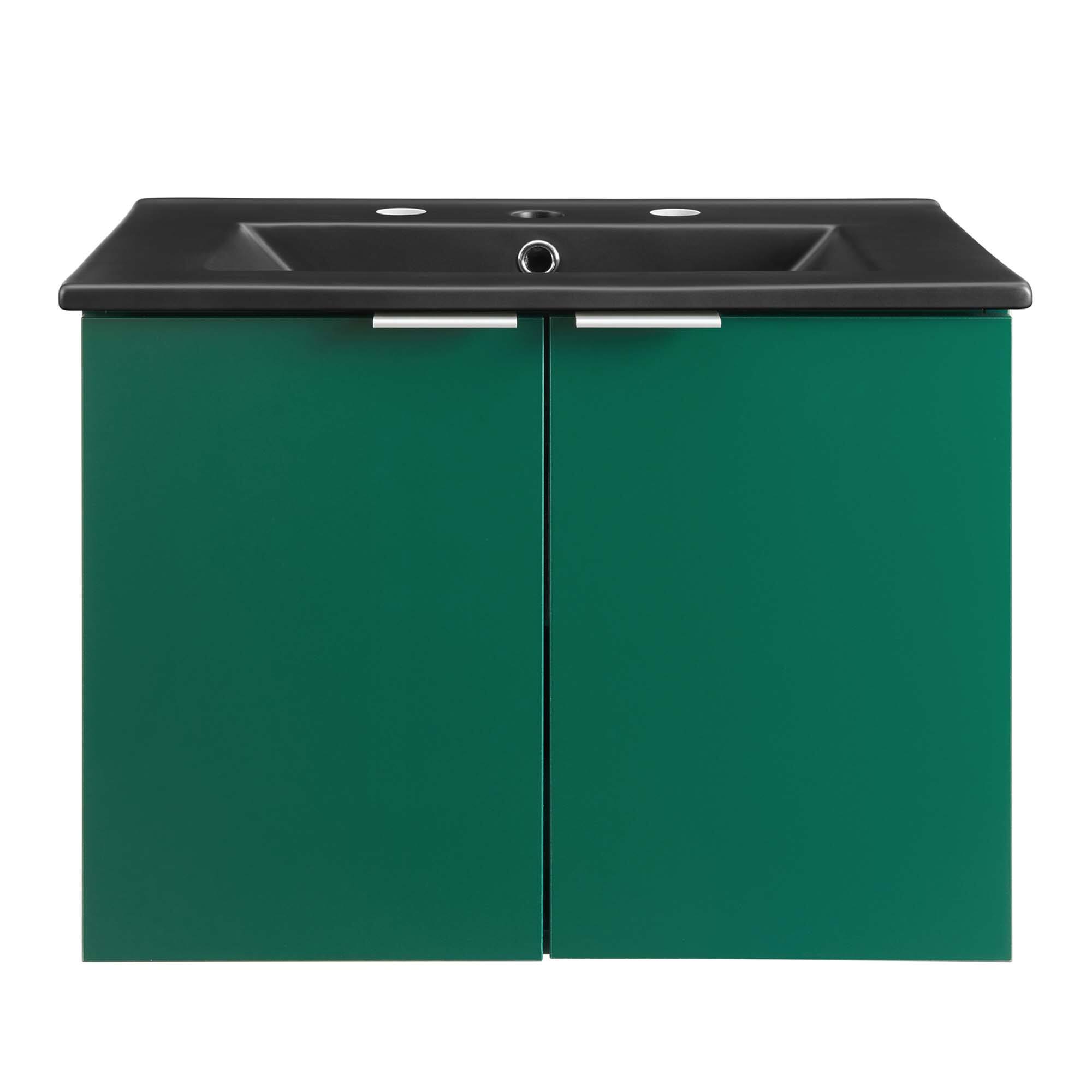 Alt View 2. Modway - Maybelle Wall-Mount Bathroom Vanity Basin Included - Green Black.