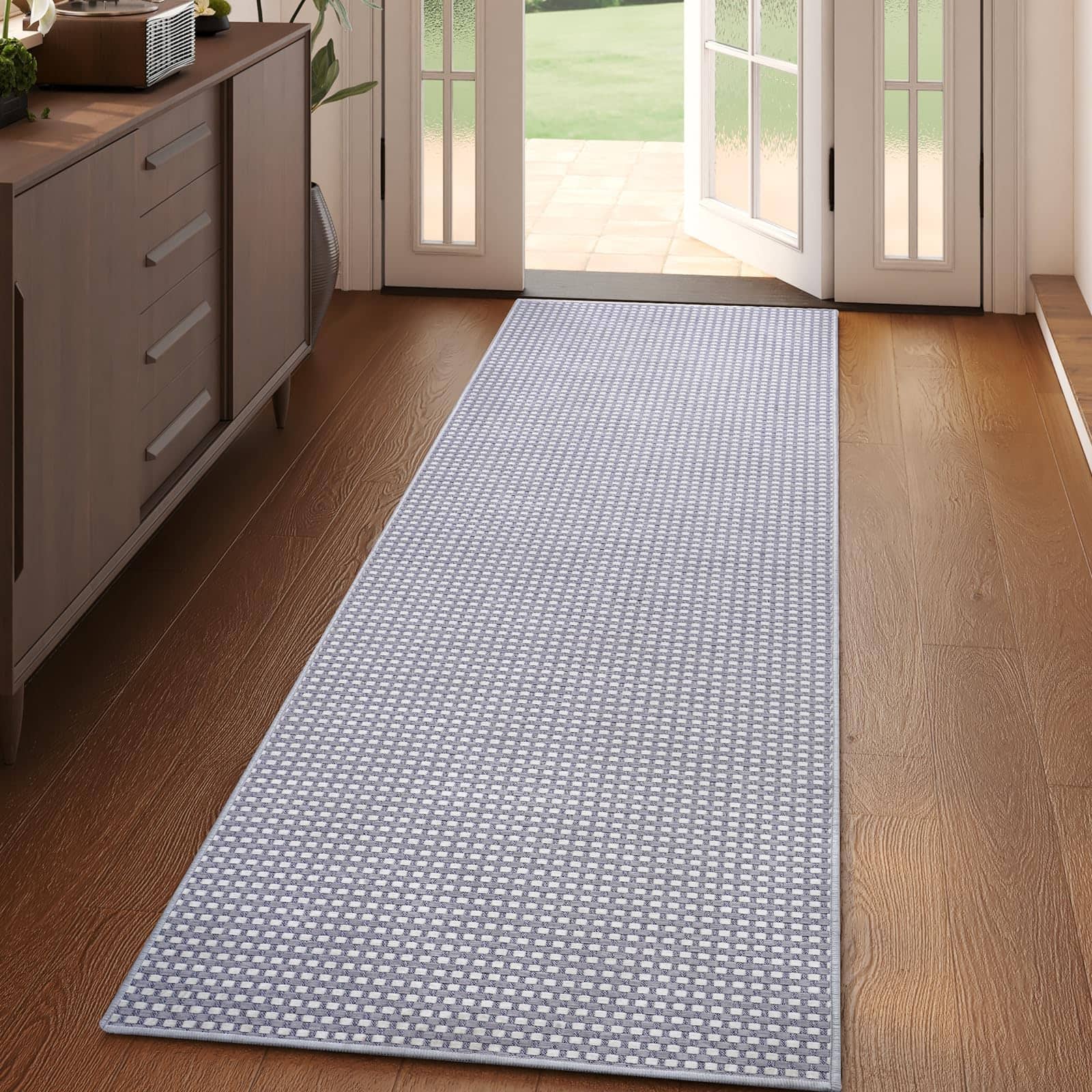 Fabibe - 2x6 Ft Boho Kitchen Runner Rugs Mat Non Slip Woven Runners For Hallways Washable Soft unique - Grey-3' x 5'