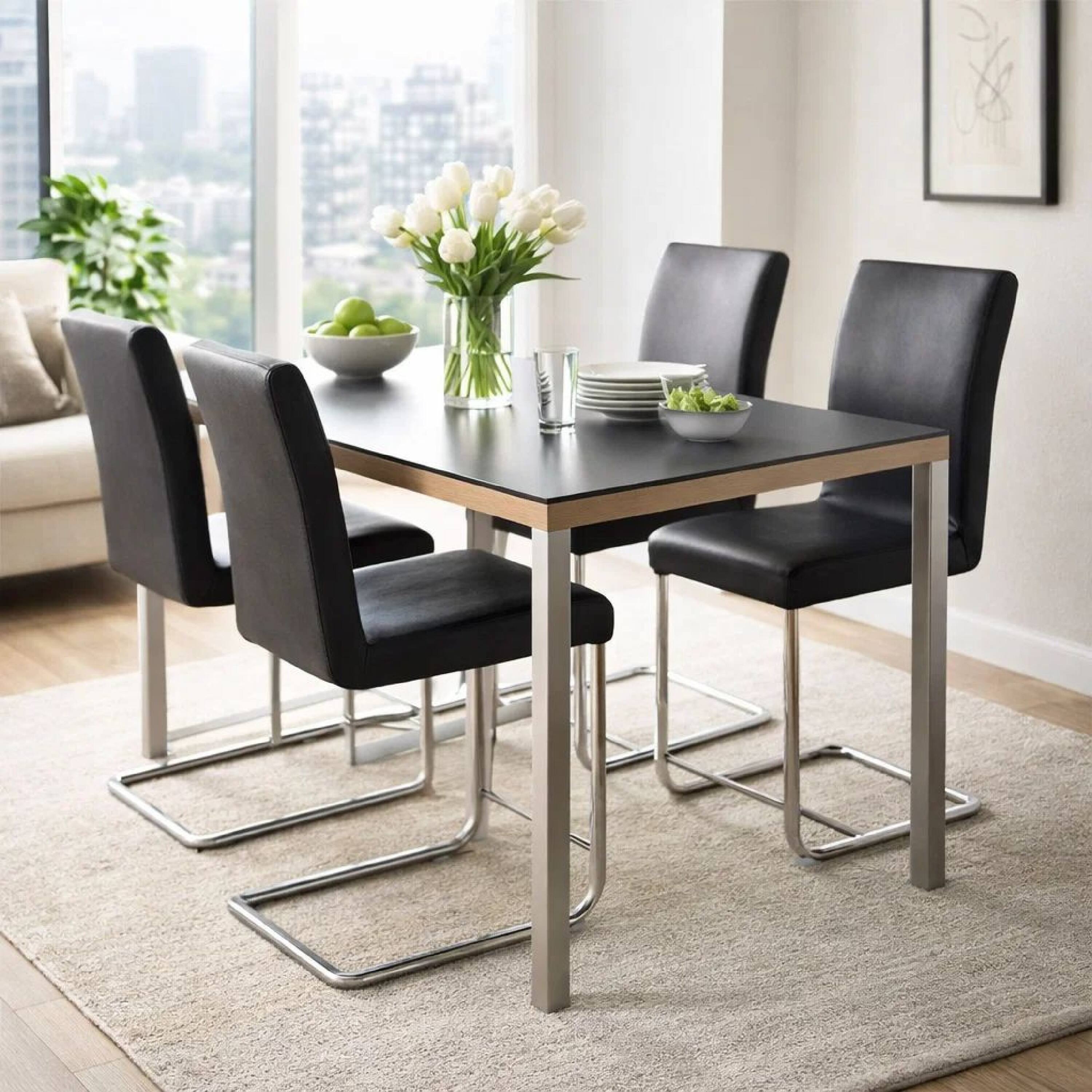 Alt View 5. Manhattan Lane - Lodia II Contemporary Counter Height Chair With Black Pu, Set of 2 - Black.