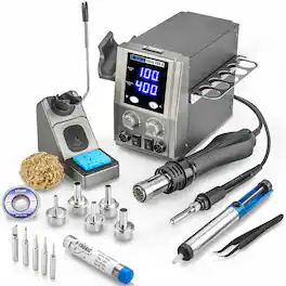 X-Tronic - 6040-PRO-X 700 W Hot Air Rework Soldering Iron Station, 0-30 Min Sleep, Patented Nozzle Changer & More - Platinum/Silver