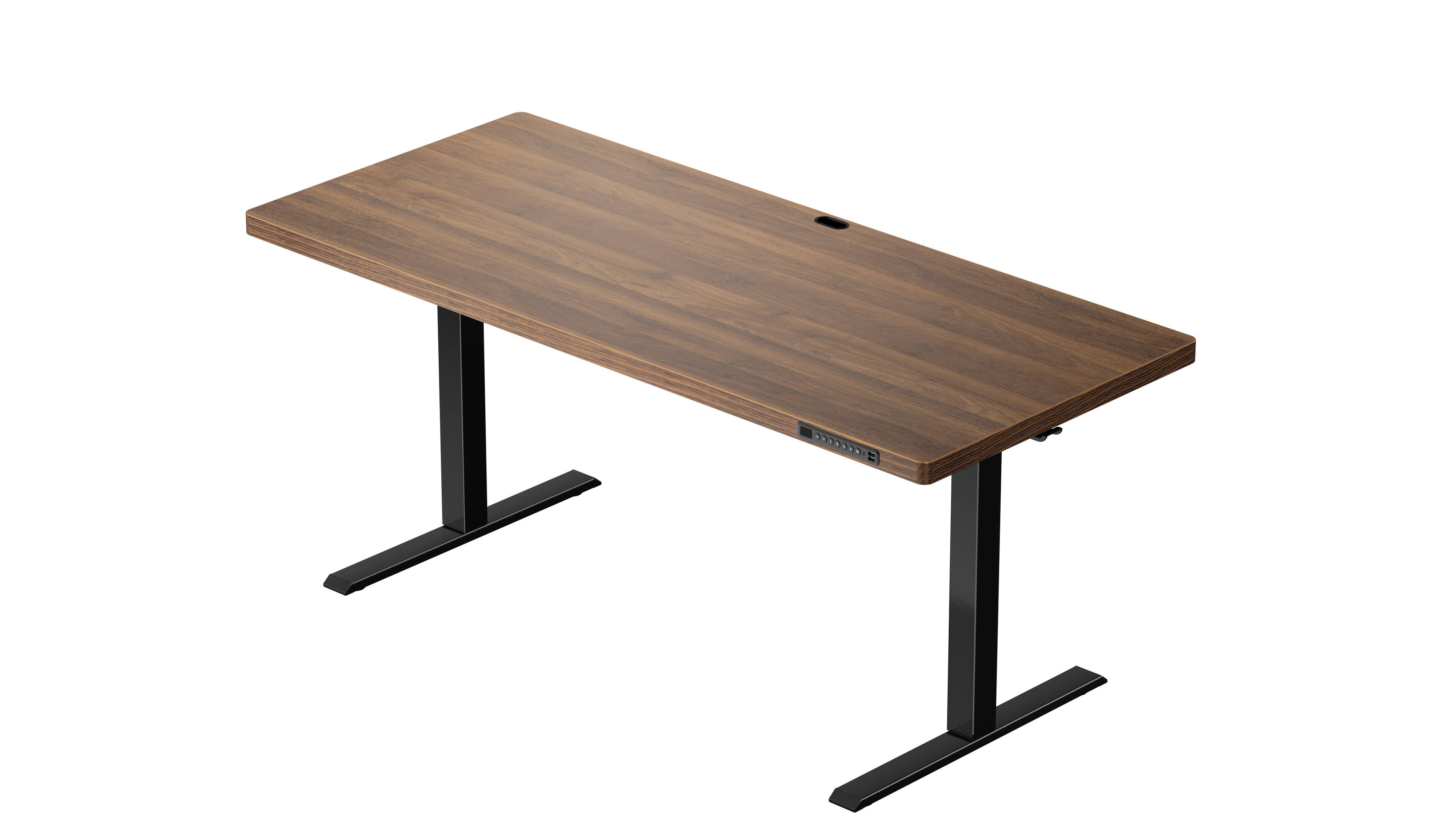 Alt View 6. ErgoAV - Adjustable Walnut Electric Standing Desk with USB Ports - 63" x 28", Model ERDS3-01WN - Walnut.