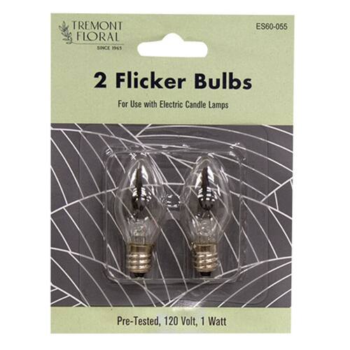 BreeBe - 2/Pkg Flicker Candle Bulbs 1 W - Clear