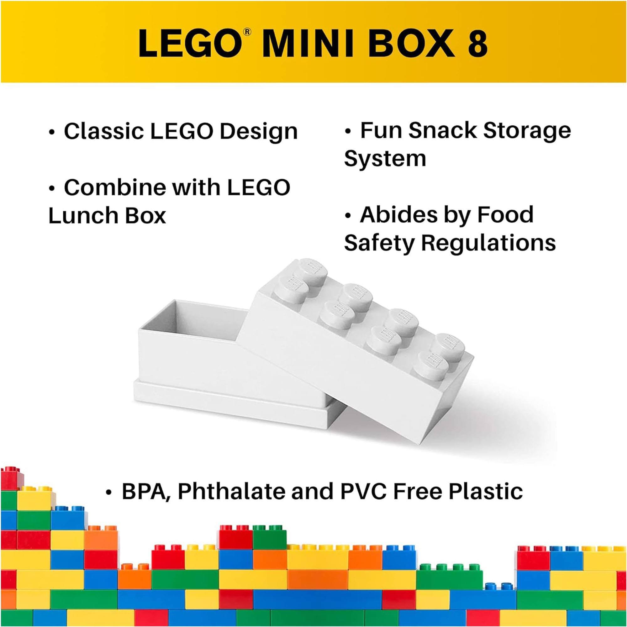 LEGO® MINI BOX 8

- Classic LEGO Design
- Combine with LEGO Lunch Box
- Fun Snack Storage System
- Abides by Food Safety Regulations
- BPA, Phthalate and PVC Free Plastic