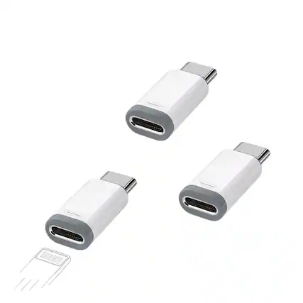 Front. Qixxronics - Lightning Female to Type C Male Charger Adapter for Lightning Cable Connector for Type-C iPad iPhone Samsung (3-Pack) - White.