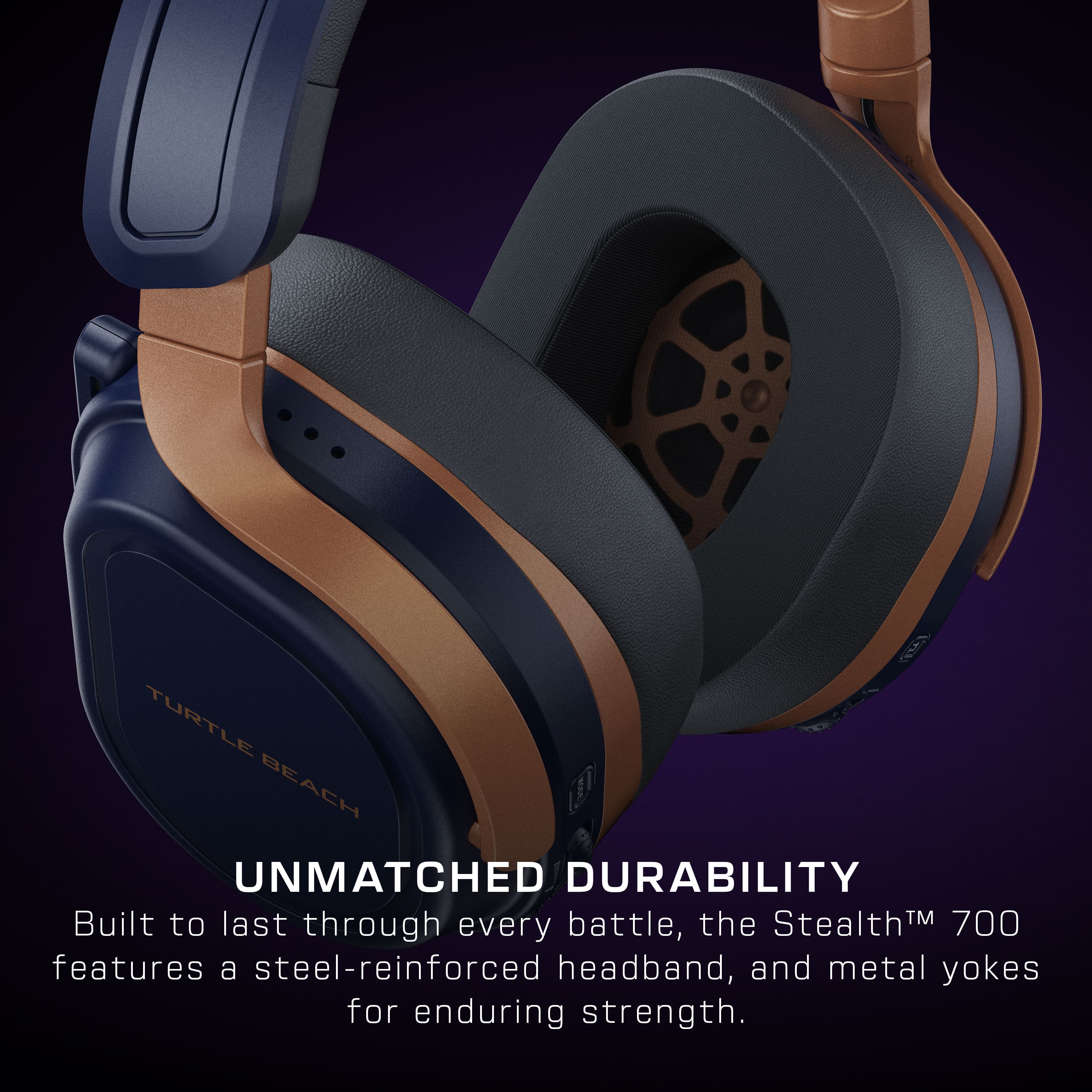 Turtle Beach Unmatched Durability: Built to last through every battle, the Stealth 700 features a steel-reinforced headband and metal yokes for enduring strength.
