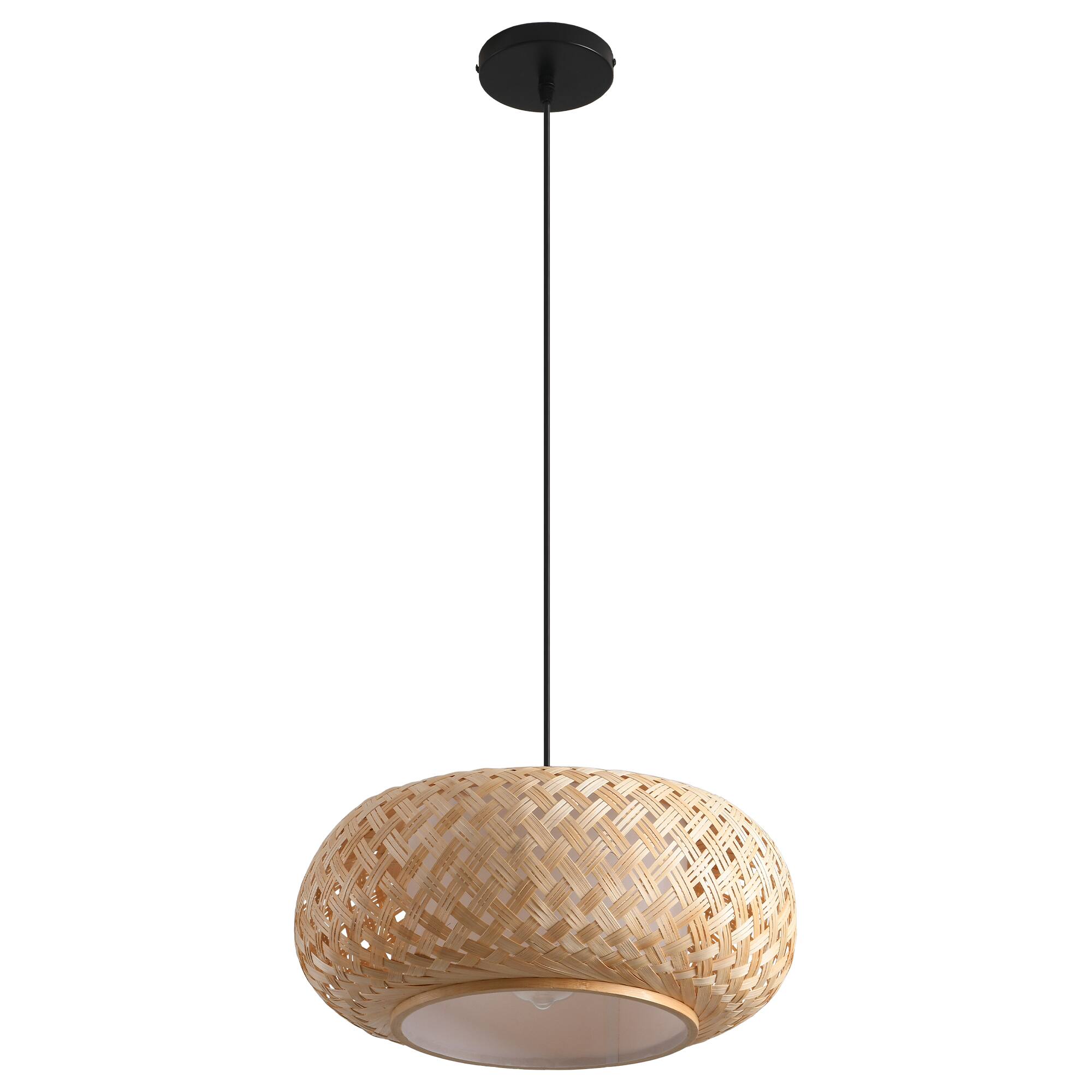 Alt View 7. Parrot Uncle - 1-Light Retro Brown Rustic Bamboo Hand-Woven Pendant Lamp - Brown.
