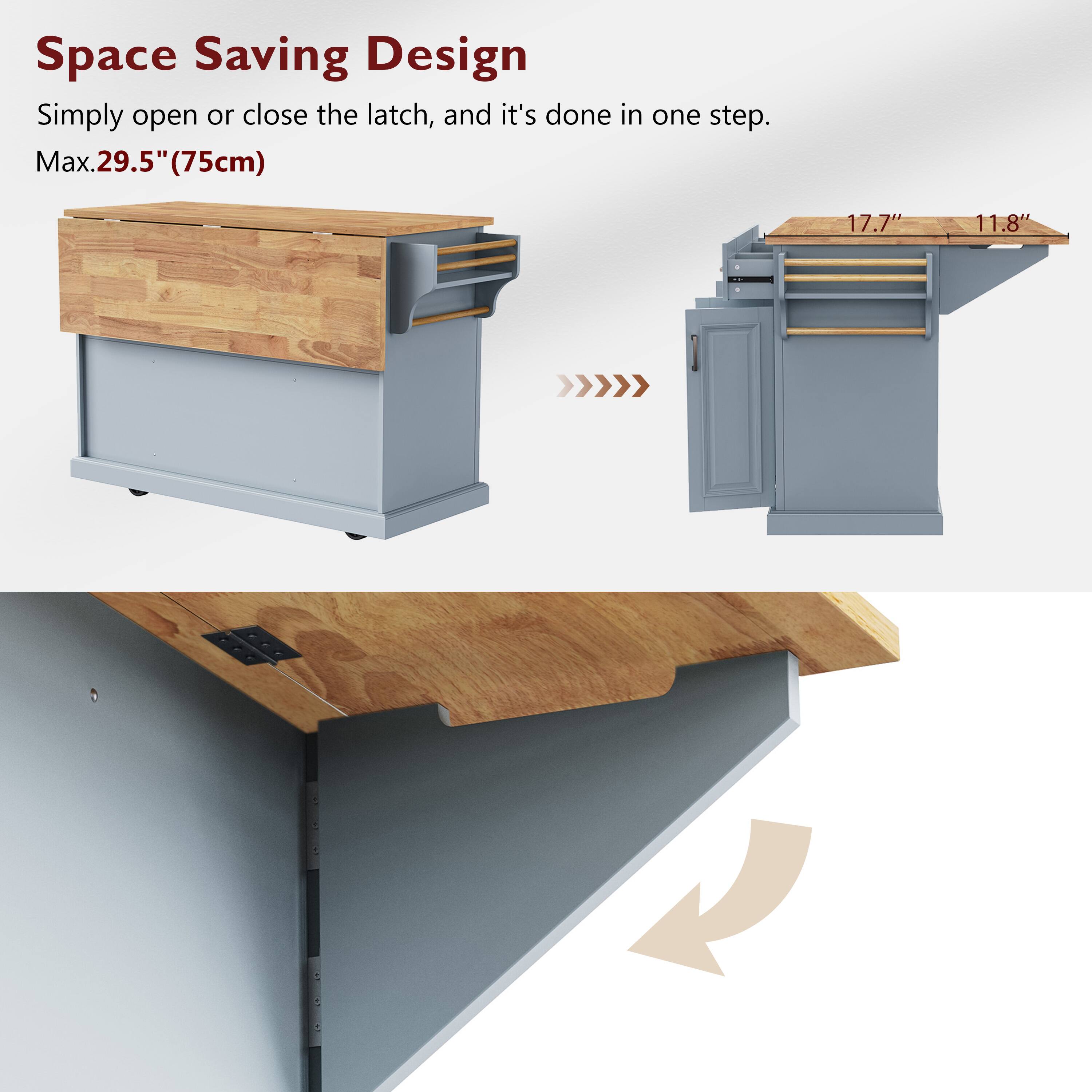 Space Saving Design  
Simply open or close the latch, and it's done in one step.  
Max. 29.5" (75cm)  

17.7"  
11.8"