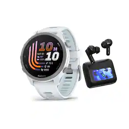 Garmin - Forerunner 170 AMOLED GPS Smartwatch (Whitestone) Bundle with Earbuds - Whitestone - (2026)