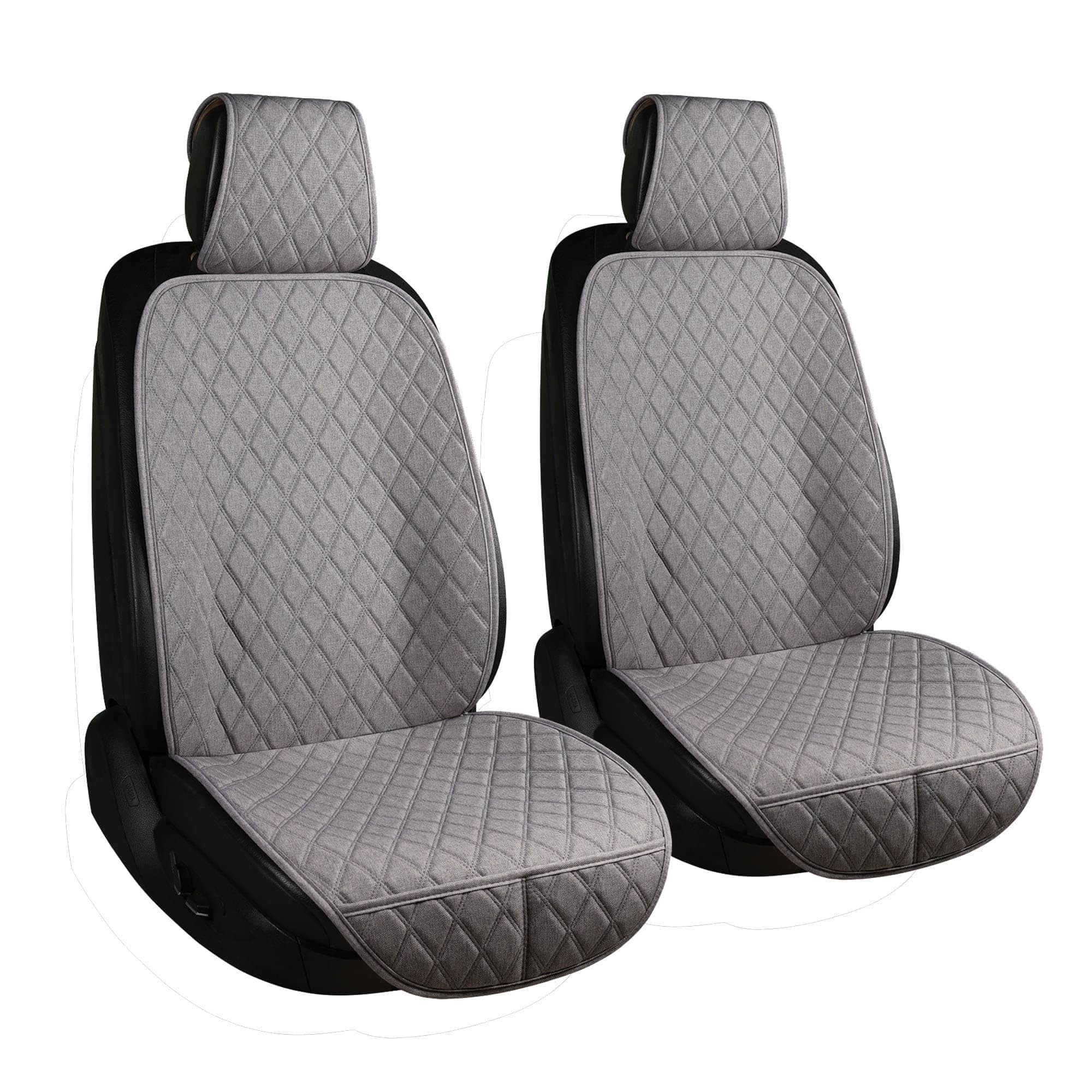 Empire DigiLabs - Linen Car Seat Cover Front Covers Driver Protector With Soft Breathable Cloth Fabric For All Seasons - Black 36W*34D*32H/2pcs