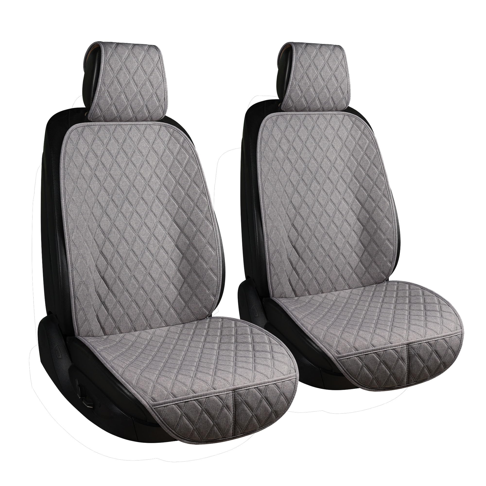 Front. Empire DigiLabs - Linen Car Seat Cover Front Covers Driver Protector With Soft Breathable Cloth Fabric For All Seasons - Black 36W*34D*32H/2pcs.