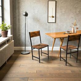 Hivvago - Metal-Leg Dining Chair Featuring Slanted Back Design for Modern Industrial Spaces - Set of 2 - Rustic Brown