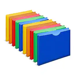 Staples - Moisture Resistant File Pockets, Letter Size, 10/Pack - Assorted Colors