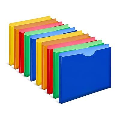 Staples - Moisture Resistant File Pockets, Letter Size, 10/Pack - Assorted Colors
