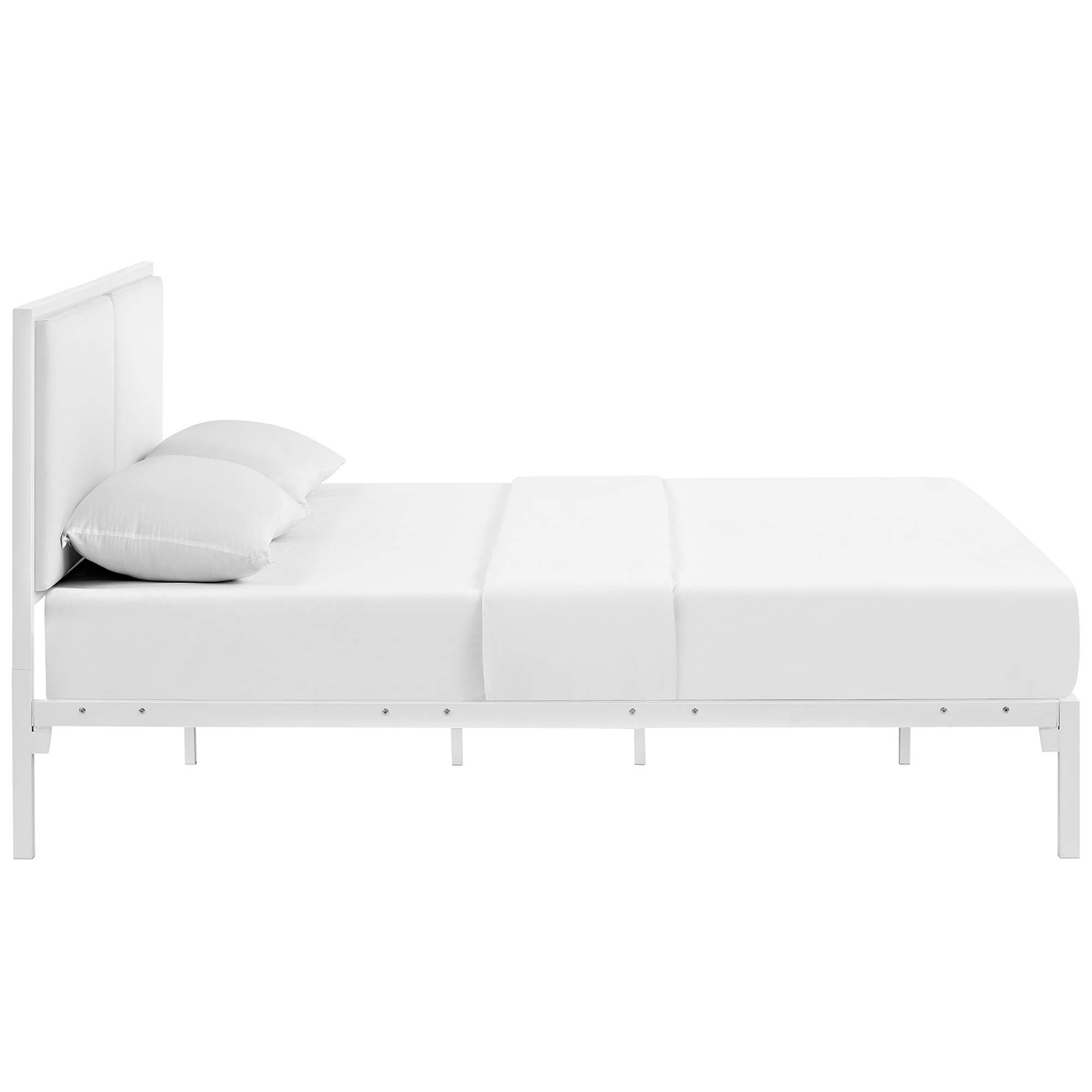 Back. Modway - Tessie Vinyl Twin Bed Frame with Squared Tapered Legs - Black.