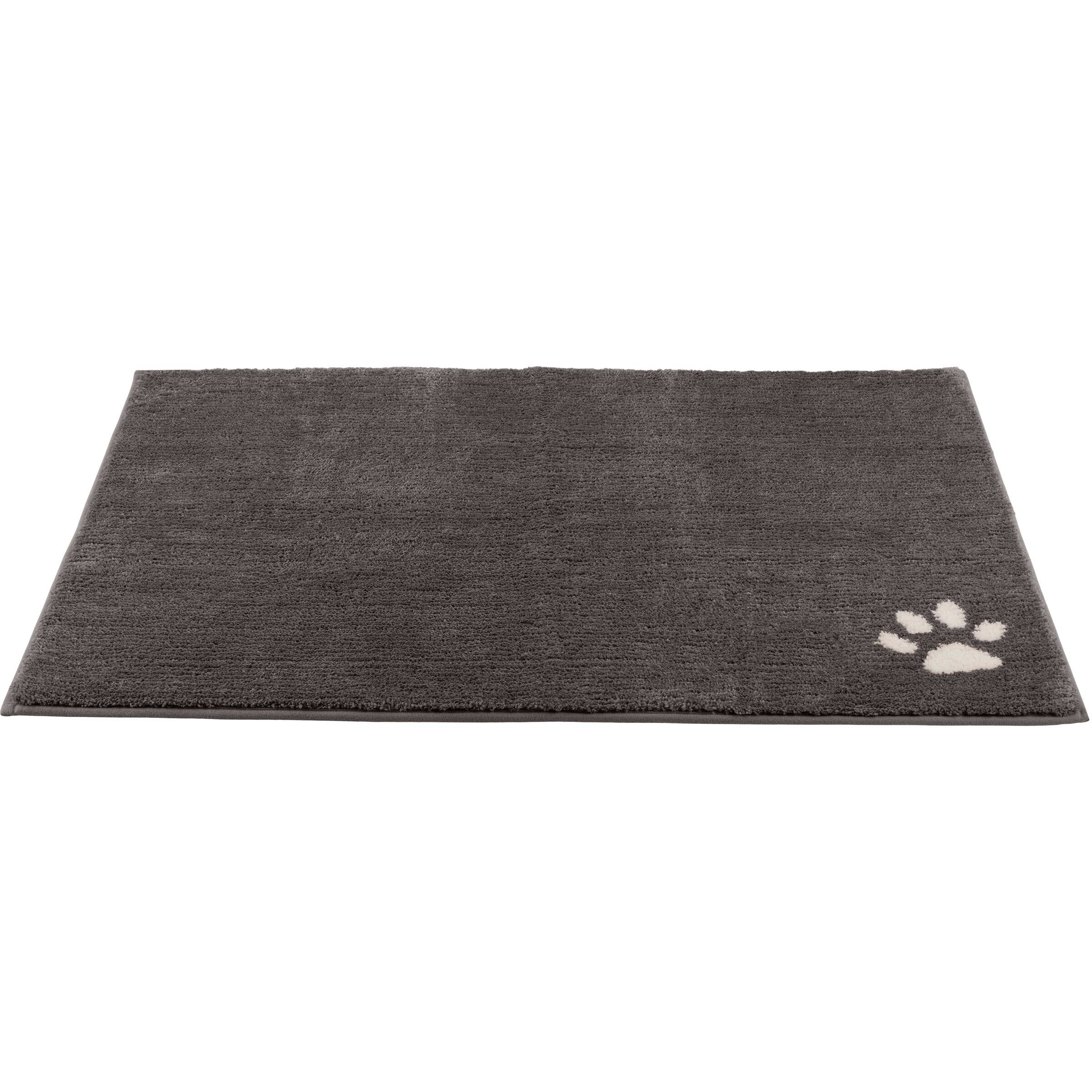 Back. PetMaker - 60x36 Dog Door Mat for Muddy Paws - GraywithWhitePawPrint.