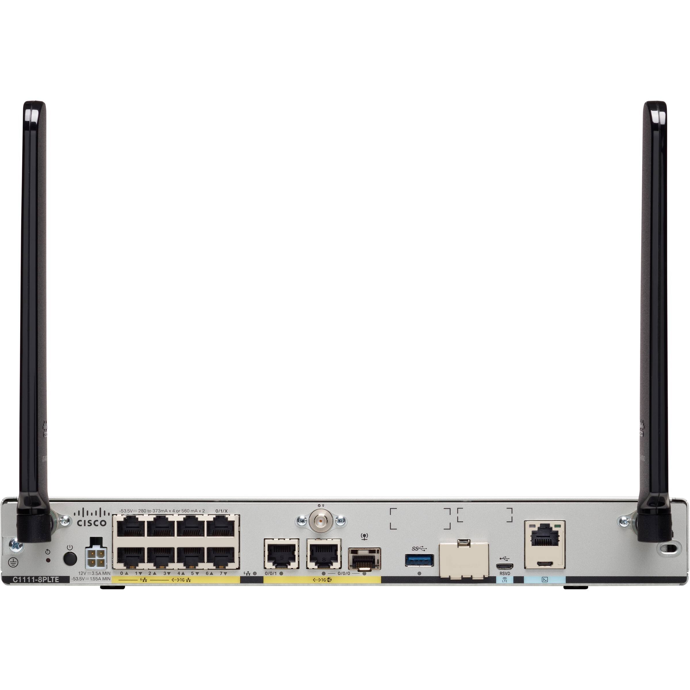 CISCO C1111-8P LTE

C1111-8P LTE

53V=2000mA 12V=13A 48V=2A

0/1/2

0/1/3/4

0/5/6/7

0/8/9/10

0/11/12/13

SSD

USB

RESET

C1111-8P LTE

53V=2000mA 12V=13A 48V=2A

0/1/2

0/1/3/4

0/5/6/7

0/8/9/10

0/11/12/13

SSD

USB

RESET