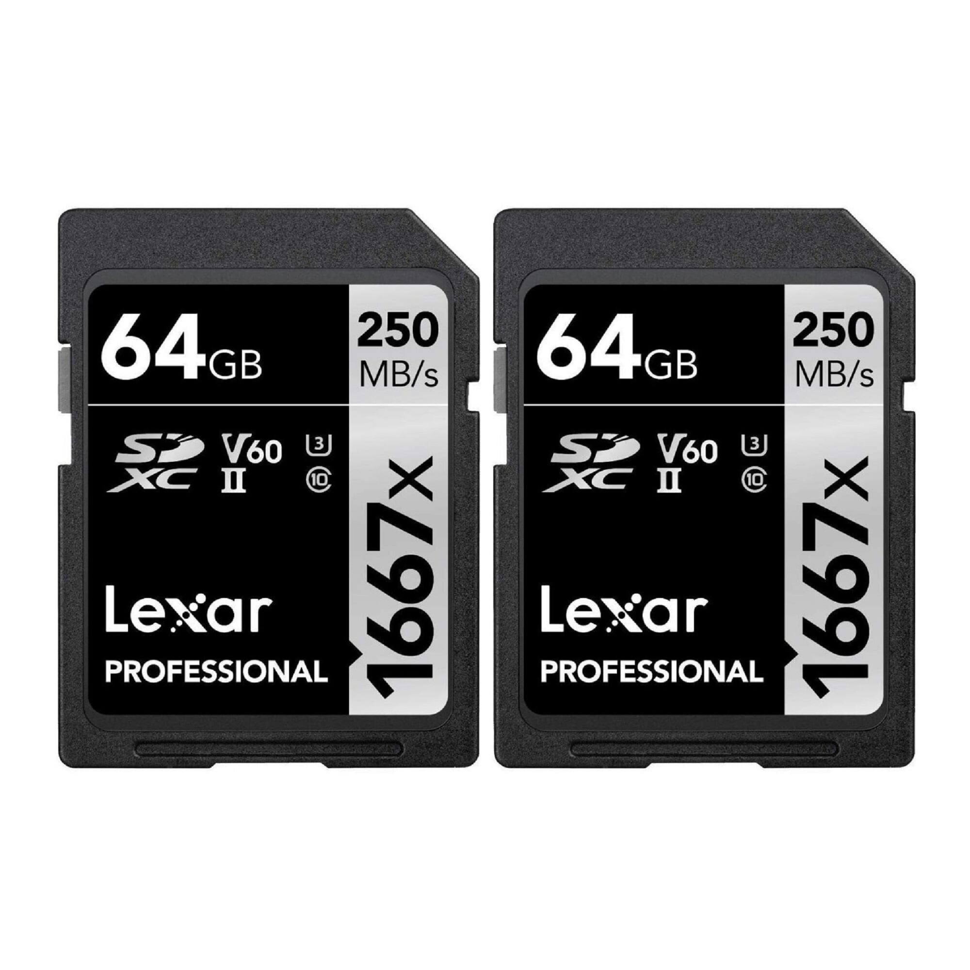 64GB 250 MB/s SD V60 3J XC II C 10 X PROFESSIONAL Lexar 1667x