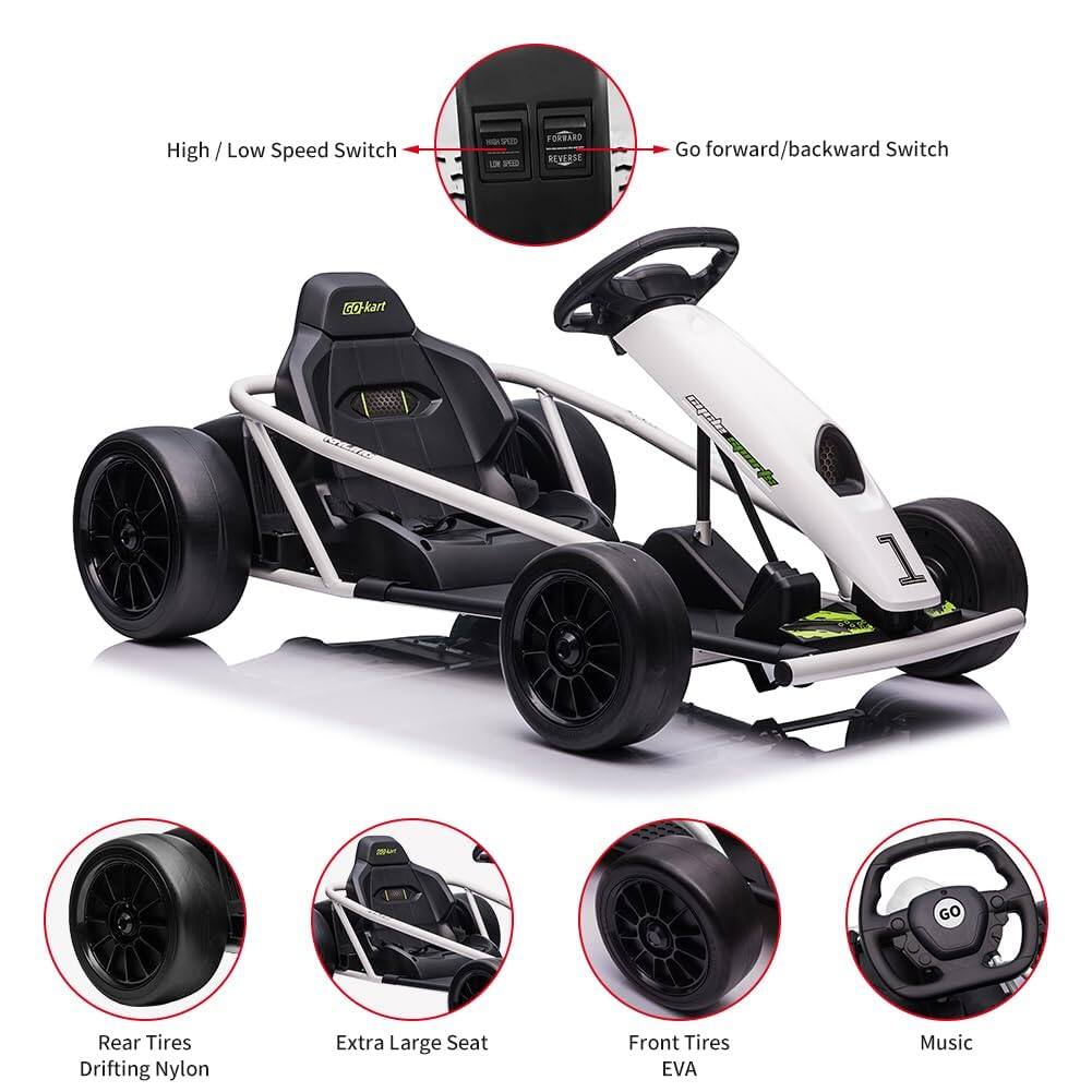 Alt View 1. GARVEE - 24V Outdoor Go-Kart for Kids – High-Power Electric Ride-On - White.