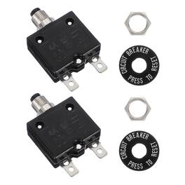 Unique Bargains - 2pcs 4A Push Button Circuit Breaker, 125/250V AC,50V DC, Manual Reset Thermal Overload Protector for Industrial - Black