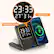Angle. RISOKEYS - 5-in-1 Wireless Charger with Clock - Temperature and Humidity Monitor, Multi-functional, Magnetic Charging Station - Black.