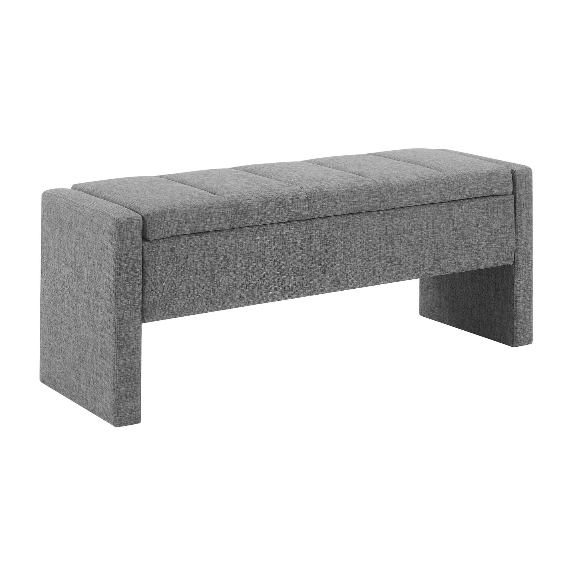 Alt View 1. GOODSILO - Upholstered Storage Bench with Comfortable Linen Fabric, Multi-Functional Footrest Ottoman for Living Spaces - DARK GREY.