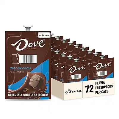 Dove SILKY SMOOTH
MILK CHOCOLATE
Hot Chocolate Drink
WORKS ONLY WITH FLAVIA BREWERS
Flavia
72 FRESHPACKS PER CASE