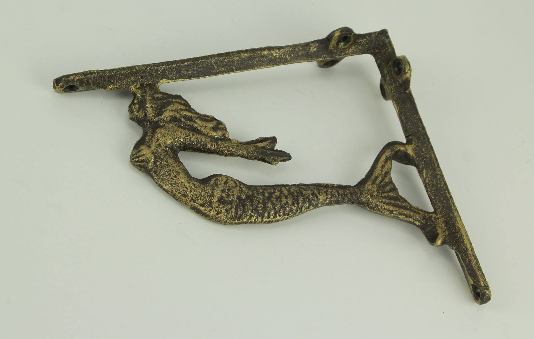 Alt View 1. Zeckos - Cast Iron Swimming Mermaid Wall Shelf Bracket Coastal Decor Set of 2, Bronze - Bronze.