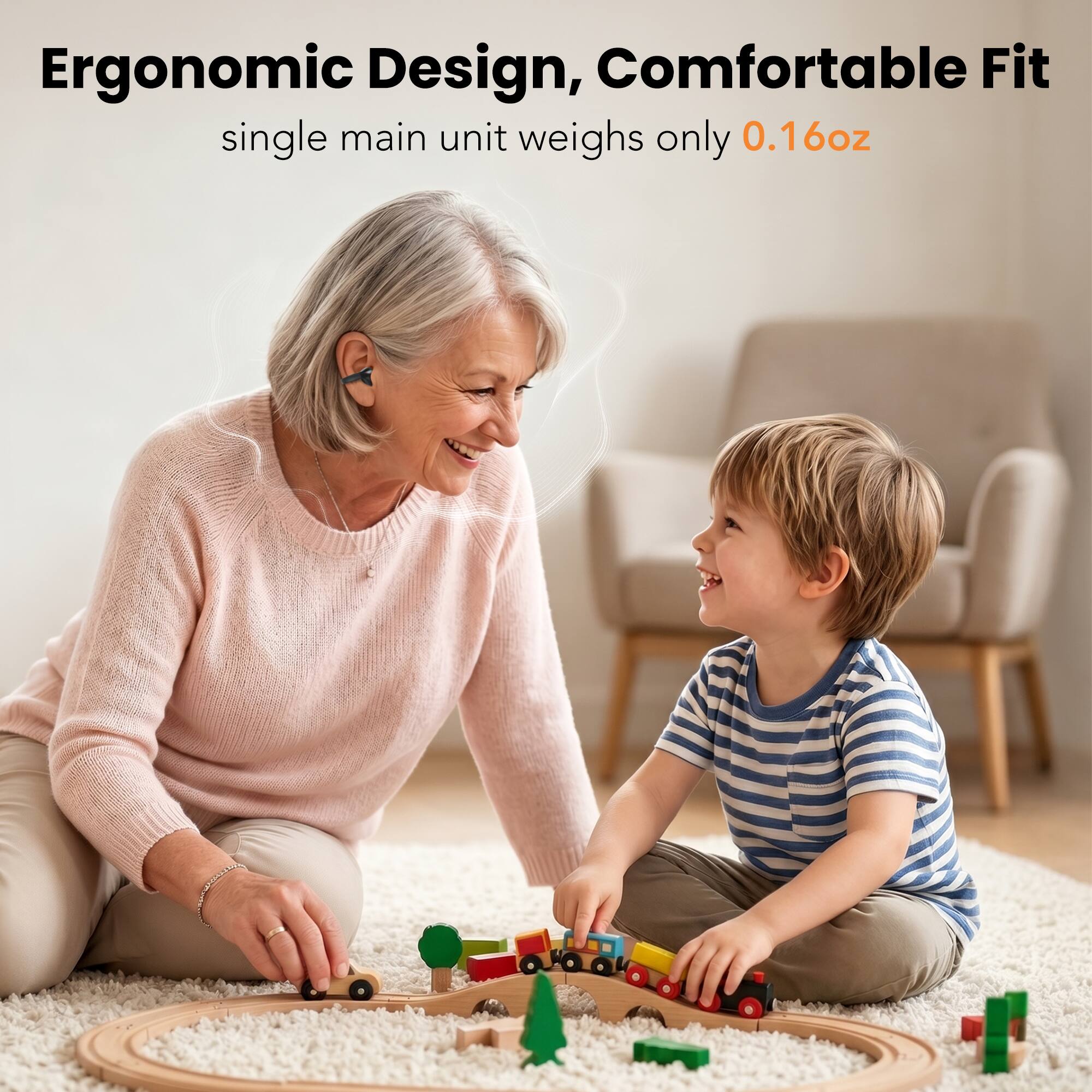 Ergonomic Design, Comfortable Fit  
single main unit weighs only 0.16oz