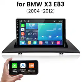 Junsun - Linux System carplay Android auto Mirror Link For BMW X3 E83 2004-2012 Car Stereo Radio GPS Navi WIFI BT RDS FM - Black